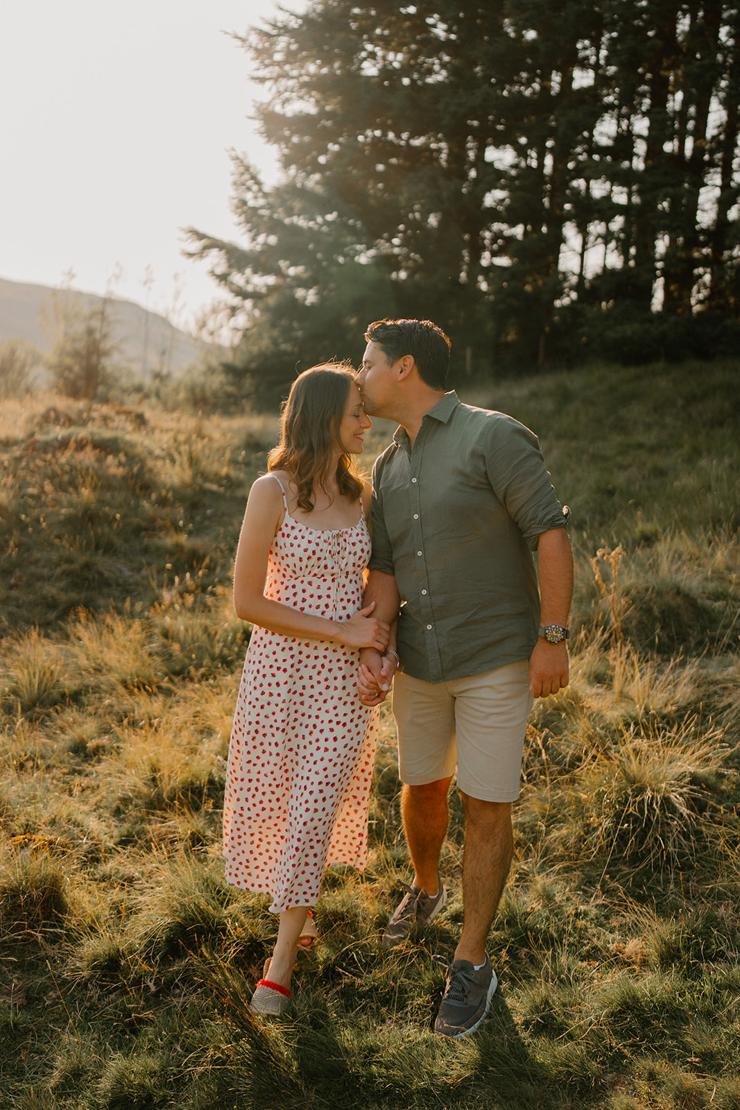 Tara and Matthew — forehead kiss at golden hour